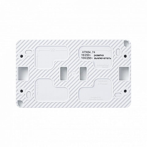 SE Atlasdesign PROFI IP54 О/У Блок: РОЗ. з/к со шт. 16А, выкл.2-клав.10А, белый