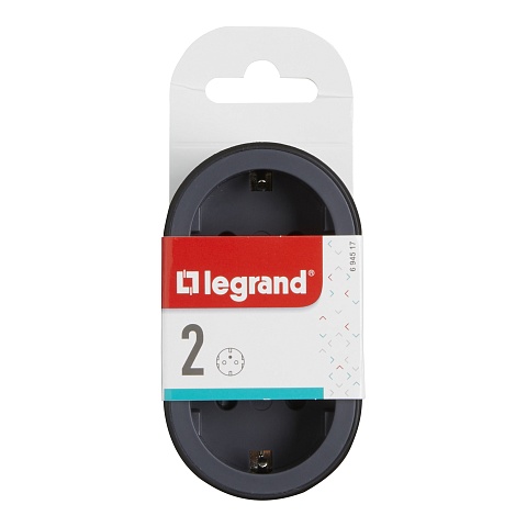 Legrand Revolution Стандарт Черный Двойник 2х2К+З, вертикальные розетки