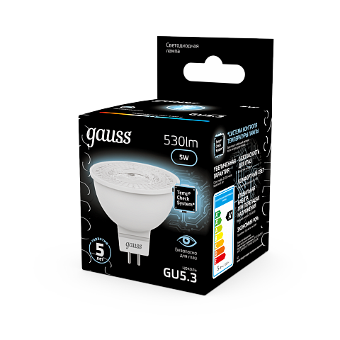 Gauss Лампа MR16 5W 530lm 4100K GU5.3 LED
