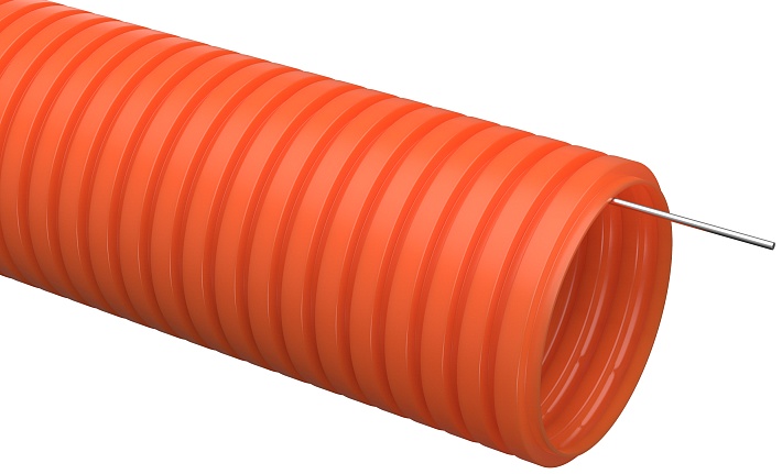 IEK ELASTA Труба гофрированная ПНД d20 с зондом оранжевая тяжелая (100м)