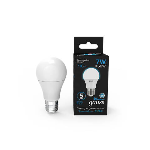Gauss Лампа A60 7W 710lm 6500K E27 LED 1/10/50