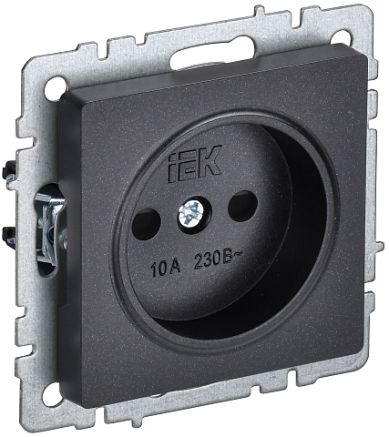IEK BRITE BASE Черный Розетка без з/к с з/ш 10А РСш10-2-БрЧ