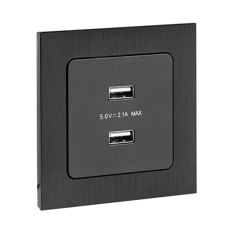 EKF PROxima Стокгольм Черный Розетка USB 2-ая, 2,1А