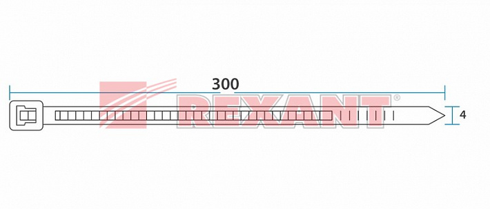 Хомут nylon 300 x 3,6 мм 100 шт чёрный Rexant
