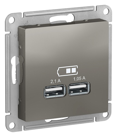 SE Atlasdesign USB Розетка A+A, 5В/2, 1 А, 2х5В/1, 05 А, механизм, сталь