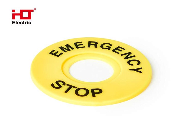 Знаки электробезопасности табличка "Emergency Stop", 60 мм, желтый (10 шт./уп. ) HLT