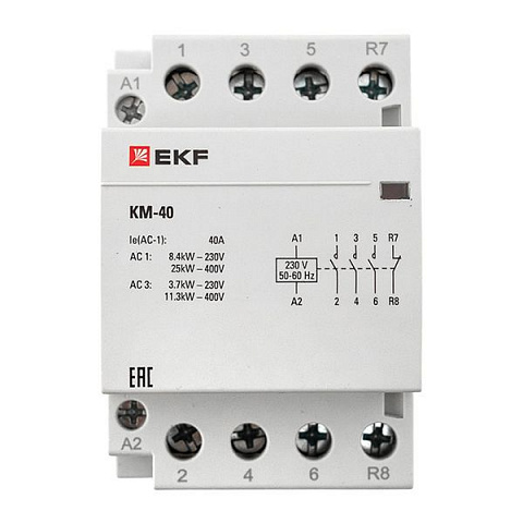 EKF PROxima Контактор модульный КМ 40А 3NО+NC (3 мод.)