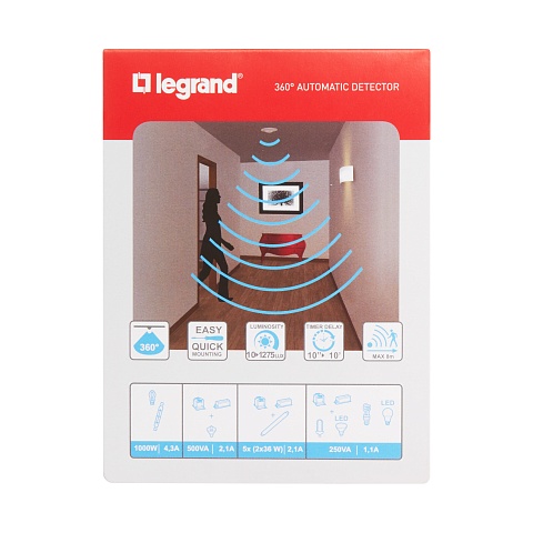 Legrand Lighting Management Датчик движения PIR потолочный 360°, блистер