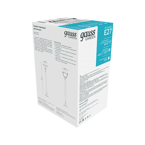 Gauss Светильник садово-парковый Aura столб 200*200*1000mm, 170-240V / 50Hz, 1xE27, Max.60W, IP: 54,