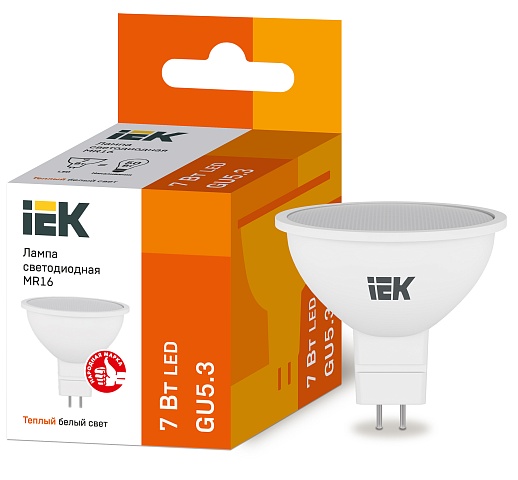 IEK Лампа светодиодная ECO MR16 софит 7Вт 230В 3000К GU5.3
