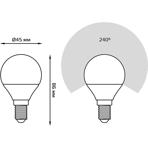 Gauss Лампа Шар 7W 590lm 6500К E14 диммируемая LED