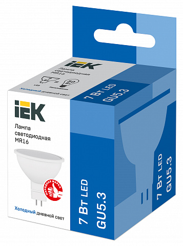 IEK Лампа светодиодная ECO MR16 софит 7Вт 230В 6500К GU5.3