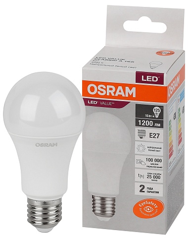 Osram LVCLA125 15SW/840 230V E27 10X1