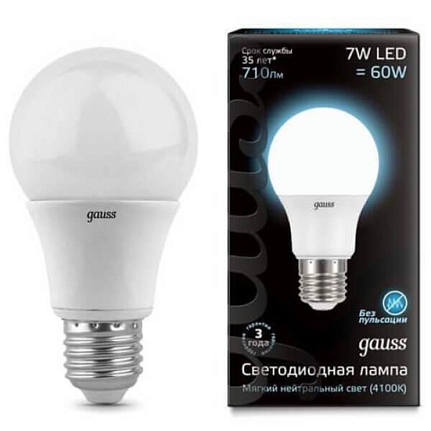 Gauss Лампа A60 7W 710lm 4100K E27 LED