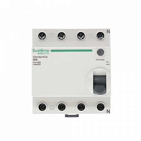 Systeme Electric City9 Set Выключатель дифференциального тока (ВДТ) 25А 4P 30мА Тип-A 400В