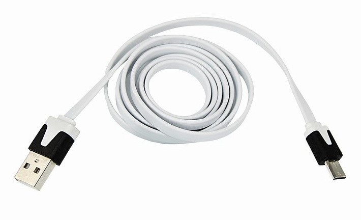 USB кабель универсальный microUSB шнур плоский 1М белый Rexant