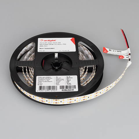 Arlight Светодиодная лента RT-A240-15mm 24V Warm3000 CRI98 (19.2 W/m, IP20, 2835, 5m) (Открытый)