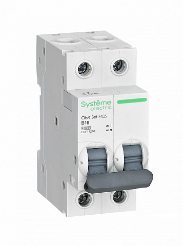 Systeme Electric City9 Set Автоматический выключатель (АВ) B 16А 2P 4.5kA 230В