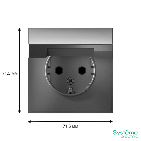 Systeme Electric ArtGallery Сталь Розетка с заземл. со шторк. с крышкой, 16А, IP20, механизм