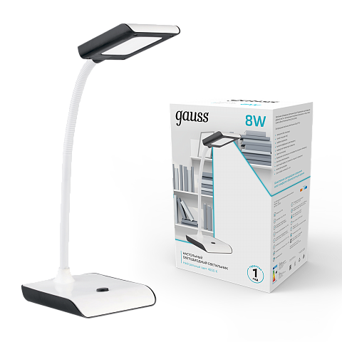 Gauss Светильник настольный модель GTL101 8W 550lm 4000K 220-240V белый c черным LED 1/20
