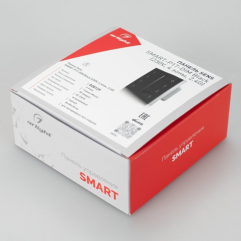 Arlight Панель Sens SMART-P17-DIM Black (230V, 4 зоны, 2.4G) (IP20 Пластик, 5 лет)