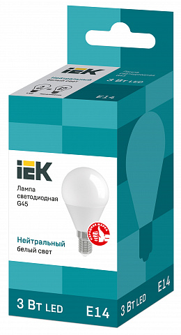 IEK Лампа светодиодная ECO G45 шар 3Вт 230В 4000К E14