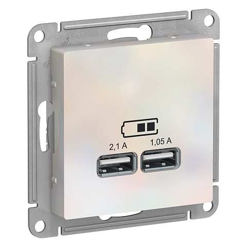 SE Atlasdesign USB Розетка A+A, 5В/2, 1 А, 2х5В/1, 05 А, механизм, жемчуг