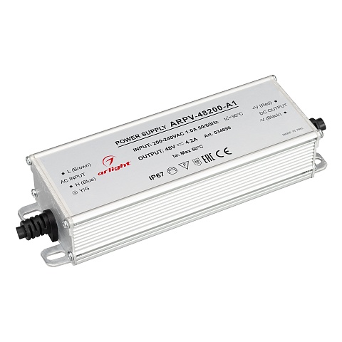 Arlight Блок питания ARPV-48200-A1 (48V, 4.2A, 200W) (IP67 Металл, 3 года)