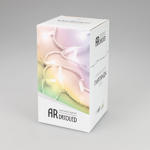 Arlight Светодиодная гирлянда ARD-STRING-CLASSIC-20000-BLACK-200LED-MILK-SYNC RGB (230V, 13W) (Ardecoled, IP65)