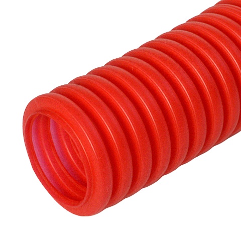 Труба гофрированная ПНД Промрукав d 20 мм защитная для МПТ (пешель) красная (100м/5500м уп/пал)