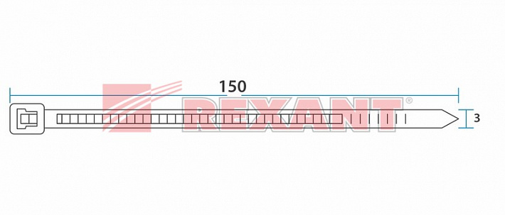 Хомут nylon 150 x 2,5 мм 100 шт чёрный Rexant