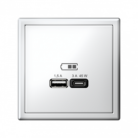 Systeme Electric ArtGallery Белый USB Розетка A + тип-C 45Вт высокоскор.заряд. QC, PD, механизм
