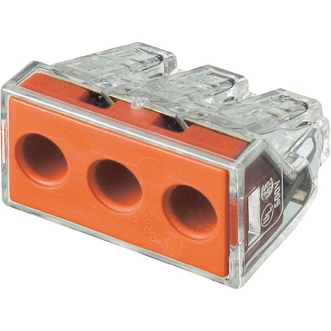 Wago клеммы для распределительных коробок; для одно- и многожильных проводников; макс. 6 мм²; 3-проводн.; прозрачный корпус