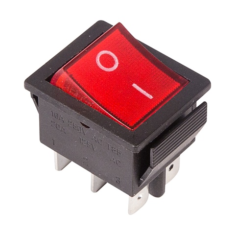 Выключатель клавишный 250V 15А (6с) ON-ON красный с подсветкой (RWB-506, SC-767) Индивидуальная упаковка 1 шт Rexant