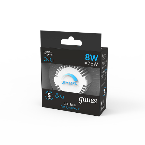 Gauss Лампа GX53 8W 680lm 6500K диммируемая LED