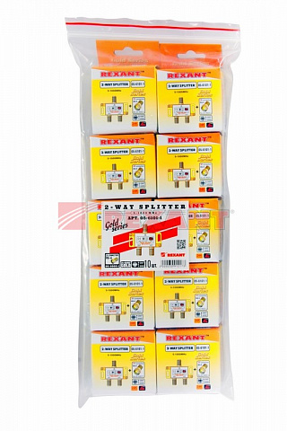 Делитель ТВ "краб" x 2 + 3шт. F "BOX" 5-1000 МГц "GOLD" Rexant