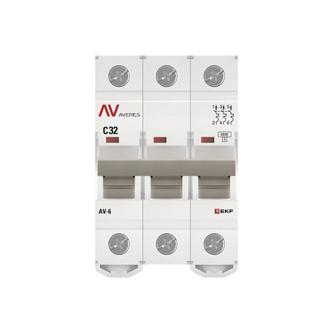 EKF Averes AV-6  Автоматический выключатель  (С) 3P 32А 6kA