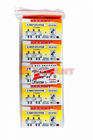 Делитель ТВ "краб" x 6 + 7шт. F "BOX" 5-1000 МГц "Silver" Rexant