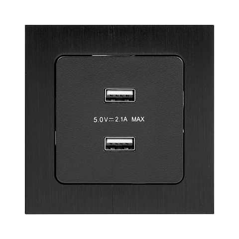 EKF PROxima Стокгольм Черный Розетка USB 2-ая, 2,1А