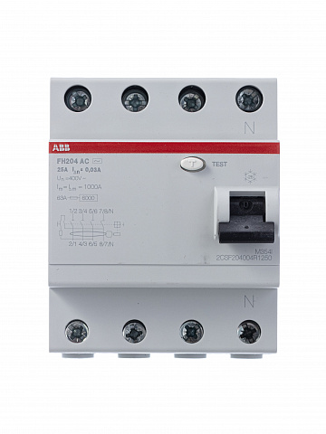 ABB FH204AC УЗО 4P 25A 30mA (AC)