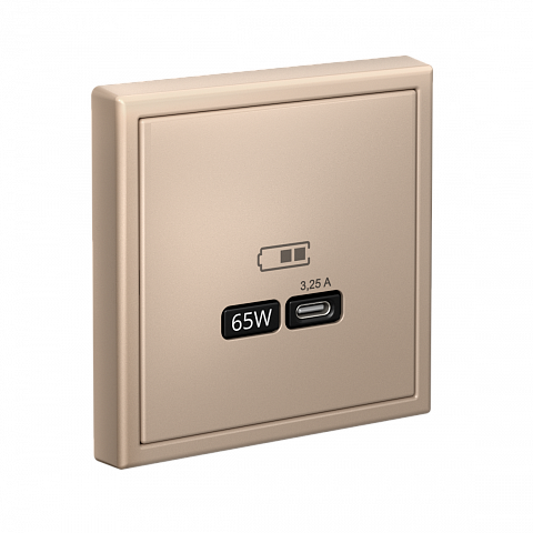Systeme Electric ArtGallery Песочный USB Розетка тип-С 65Вт высокоскор.заряд. QC, PD, механизм