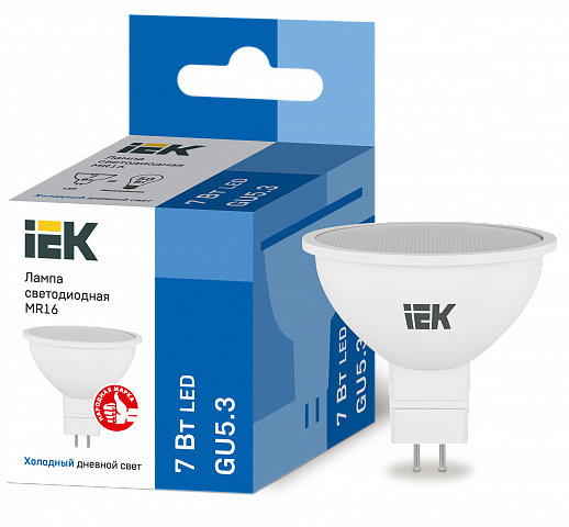 IEK Лампа светодиодная ECO MR16 софит 7Вт 230В 6500К GU5.3