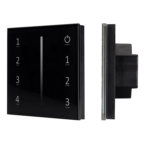 Arlight Панель Sens SMART-P17-DIM Black (230V, 4 зоны, 2.4G) (IP20 Пластик, 5 лет)