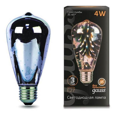 Gauss Лампа Filament ST64 4W Е27 Butterfly-3D LED