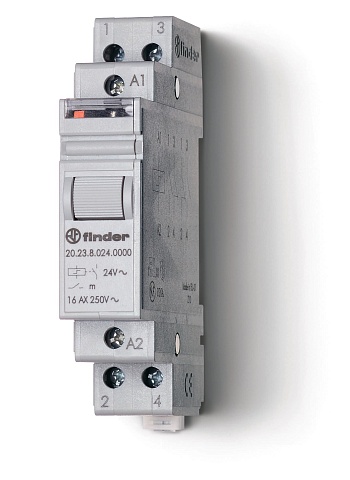 Finder Модульное электромеханическое шаговое реле; 1NC+1NO 16А, 2 состояния; контакты AgSnO2; питание 230В АC; ширина 17.5мм; степень защиты IP20