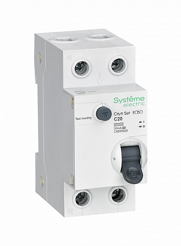Systeme Electric City9 Set Авт. выкл. диф. тока (АВДТ) 1P+N С 20А 4.5kA 30мА Тип-A 230В