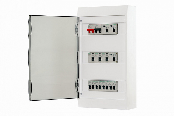 Systeme Electric EASY 9 Корпус навесной с прозрачной дверью 3ряд/36мод, IP40, IK07, 80А, 2 клеммы