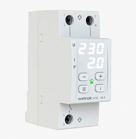 Welrok VI-50 Реле напряжения с контролем тока 50 А (max 60 A), 11 000 ВА
