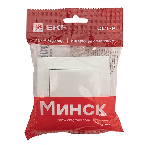 EKF Basic Минск Белый Выключатель 1-кл, 10А, СП