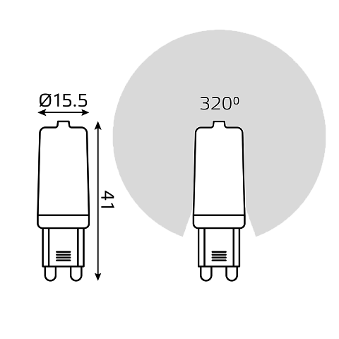 Gauss Лампа G9 AC185-265V 3W 280lm 2700K керамика диммируемая LED